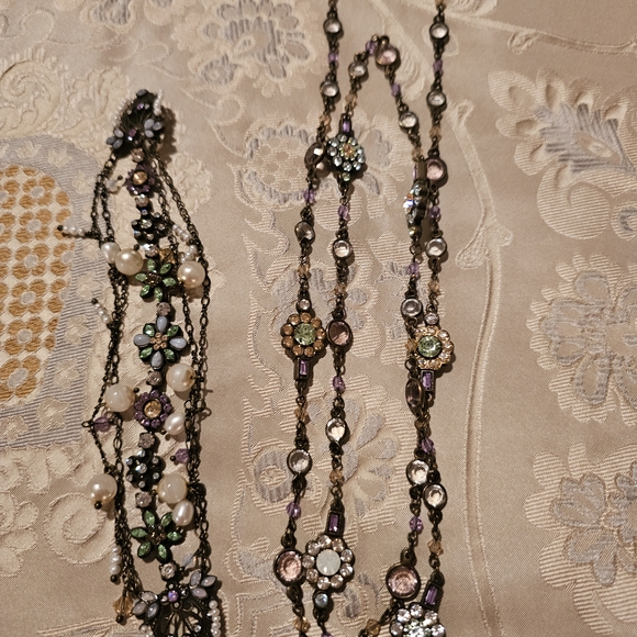 Sorrelli Multi-Color Floral Necklace & Braclet with Green and Purple & Pink - Picture 1 of 4